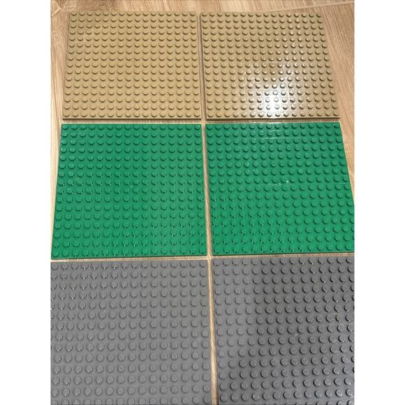 Lego 16 x 16 Plate Lot Of 6 #91405 Dark Tan, Green, Dark Bluish Gray 2x of Each - Picture 3 of 9